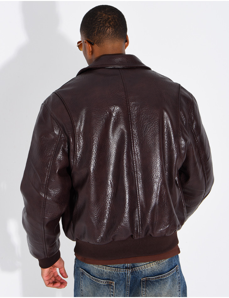 Veste en similicuir texturée