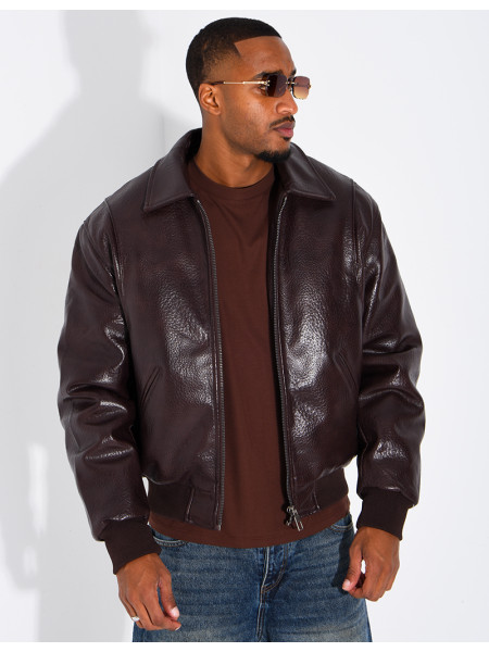 Veste en similicuir texturée