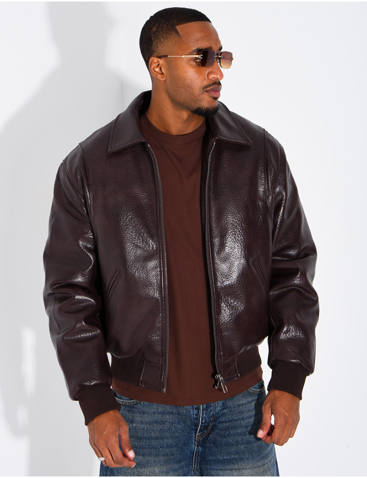 Veste en similicuir texturée
