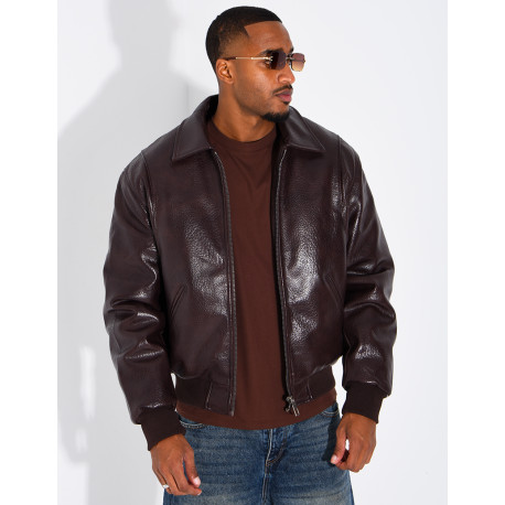 Veste en similicuir texturée