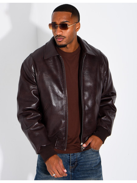 Veste en similicuir texturée