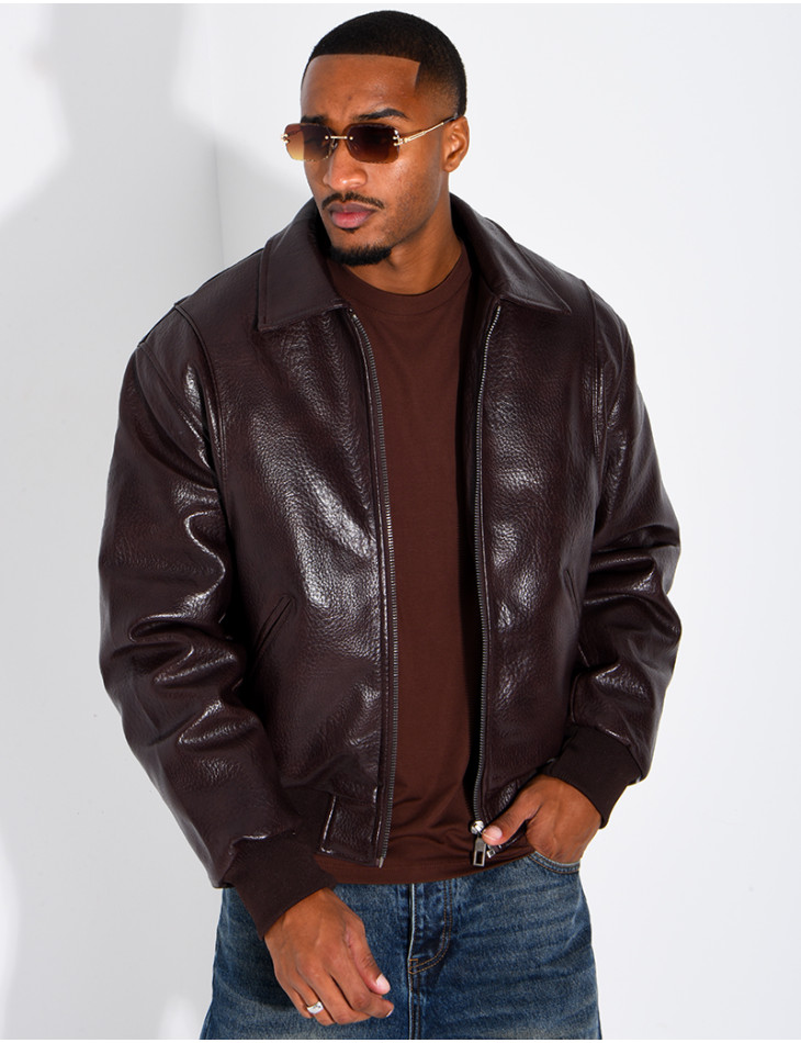 Veste en similicuir texturée