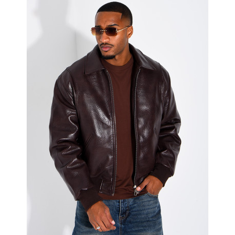 Veste en similicuir texturée