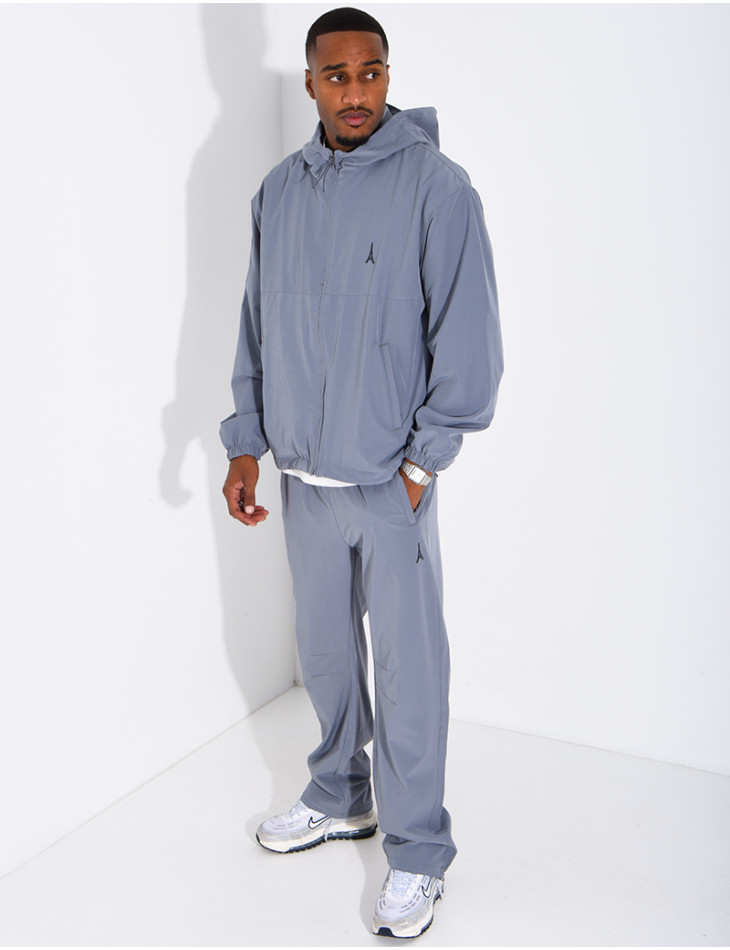Jogging Set with Hooded Jacket and Pants Featuring the Eiffel Tower