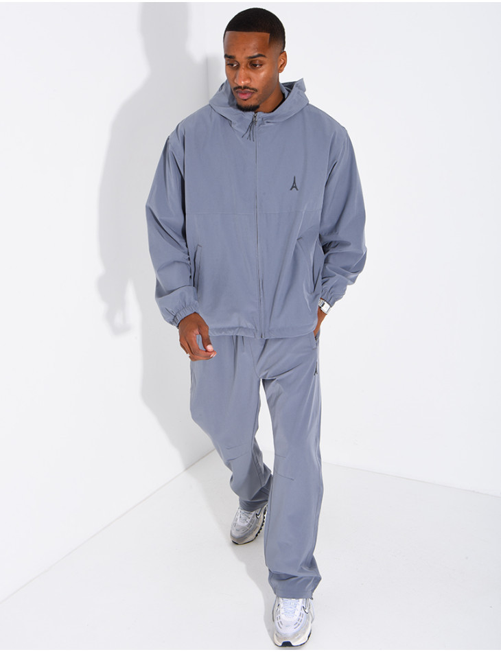 Jogging Set with Hooded Jacket and Pants Featuring the Eiffel Tower