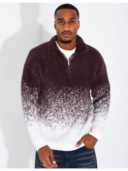 Pull effet laine à col zippé