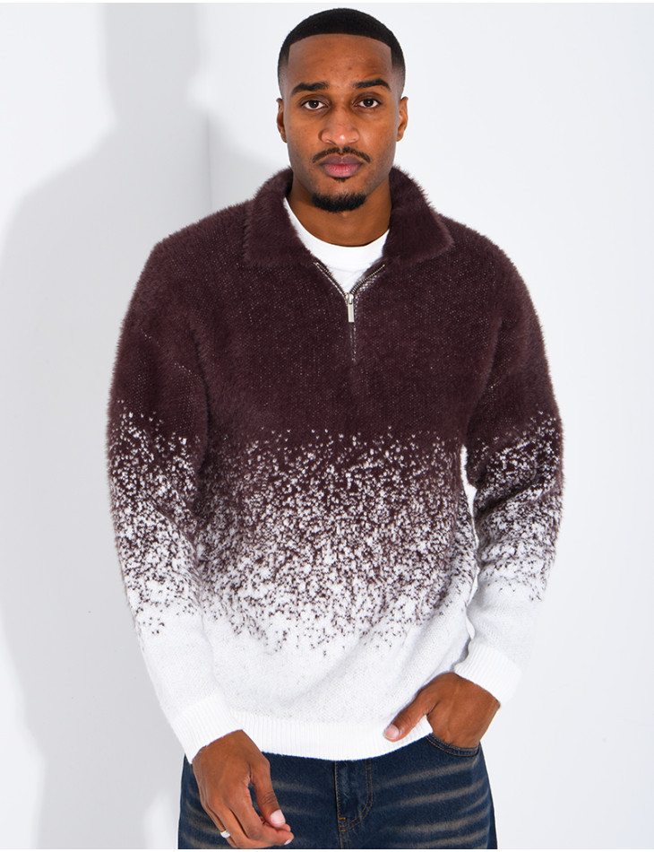 Pull effet laine à col zippé