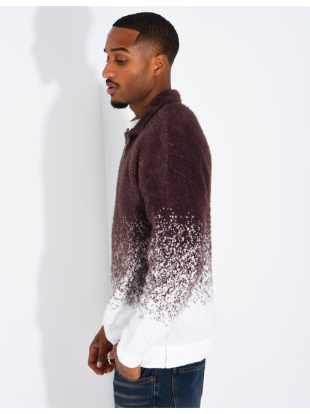 Pull effet laine à col zippé