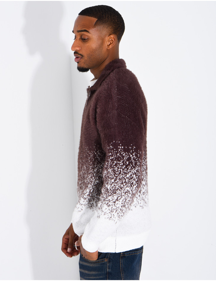 Pull effet laine à col zippé