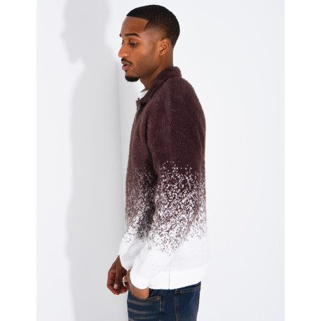 Pull effet laine à col zippé
