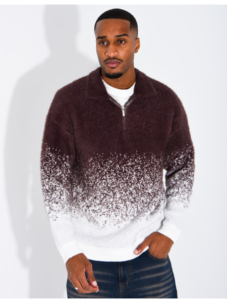Pull effet laine à col zippé