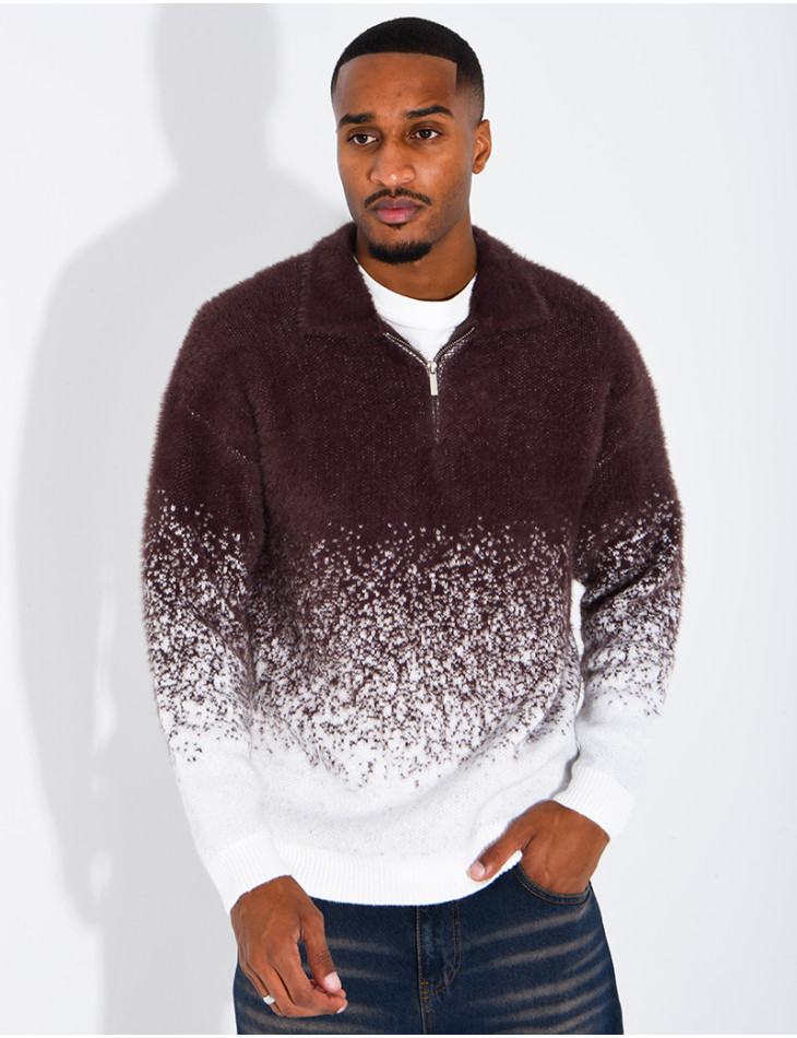 Pull effet laine à col zippé