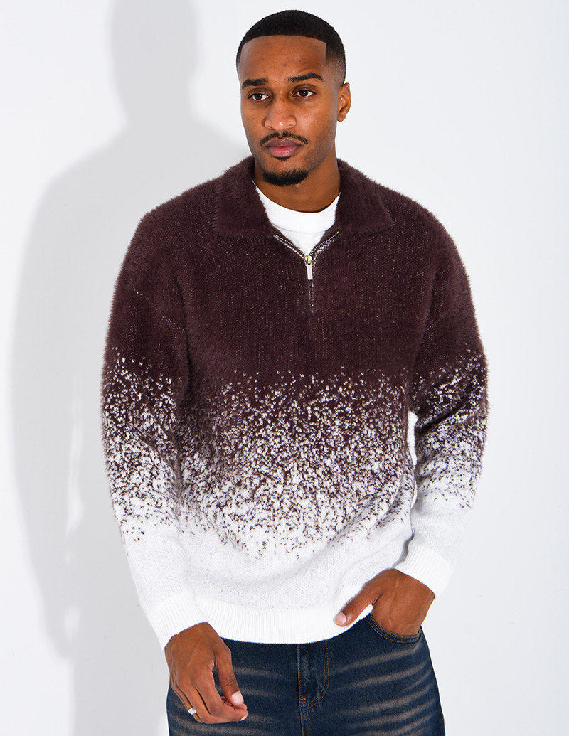 Pull effet laine à col zippé