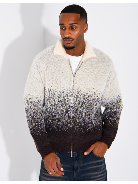 Gilet effet laine duveteux dégradé double zip