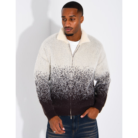 Gilet effet laine duveteux dégradé double zip