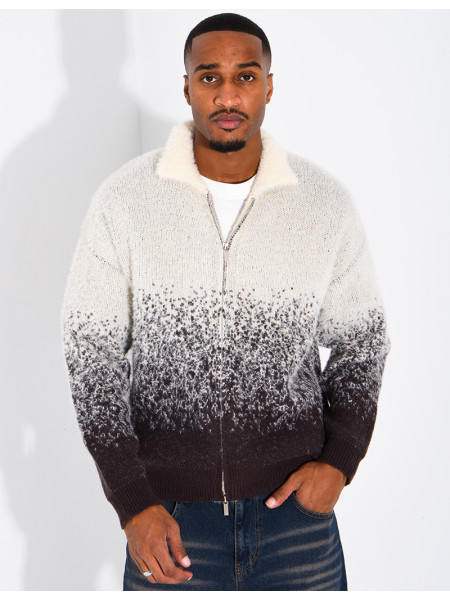 Gilet effet laine duveteux dégradé double zip