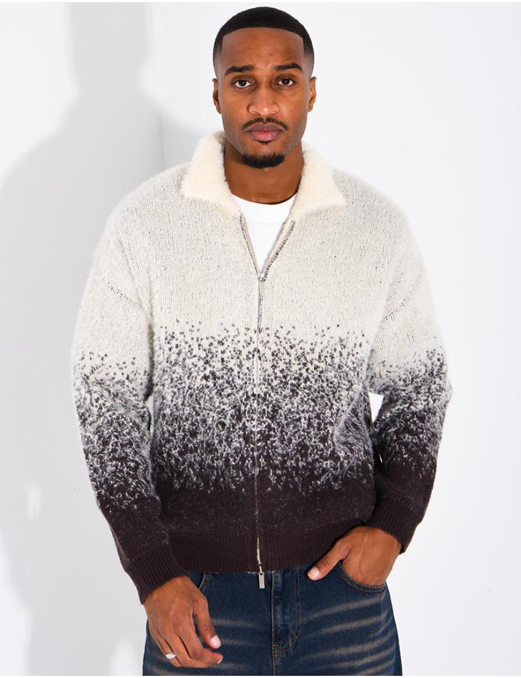 Gilet effet laine duveteux dégradé double zip