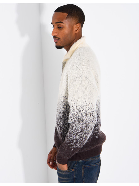 Gilet effet laine duveteux dégradé double zip