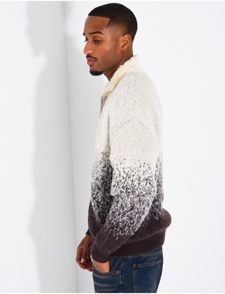 Gilet effet laine duveteux dégradé double zip