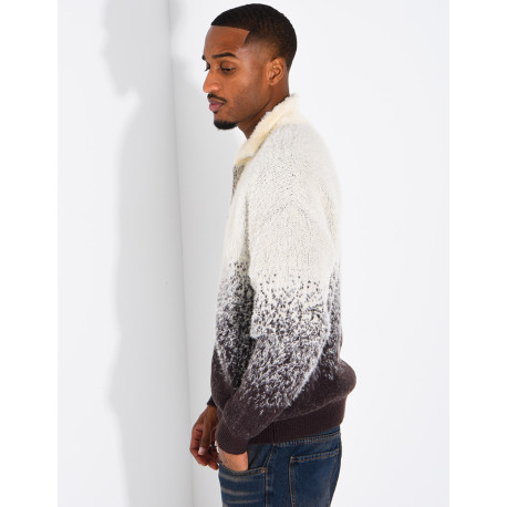 Gilet effet laine duveteux dégradé double zip
