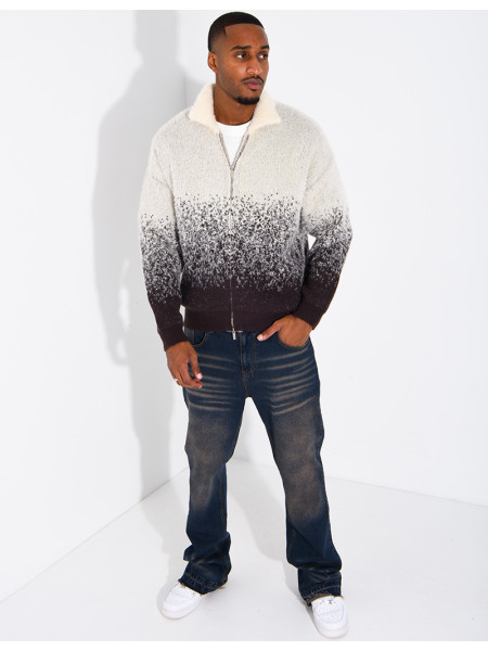 Gilet effet laine duveteux dégradé double zip