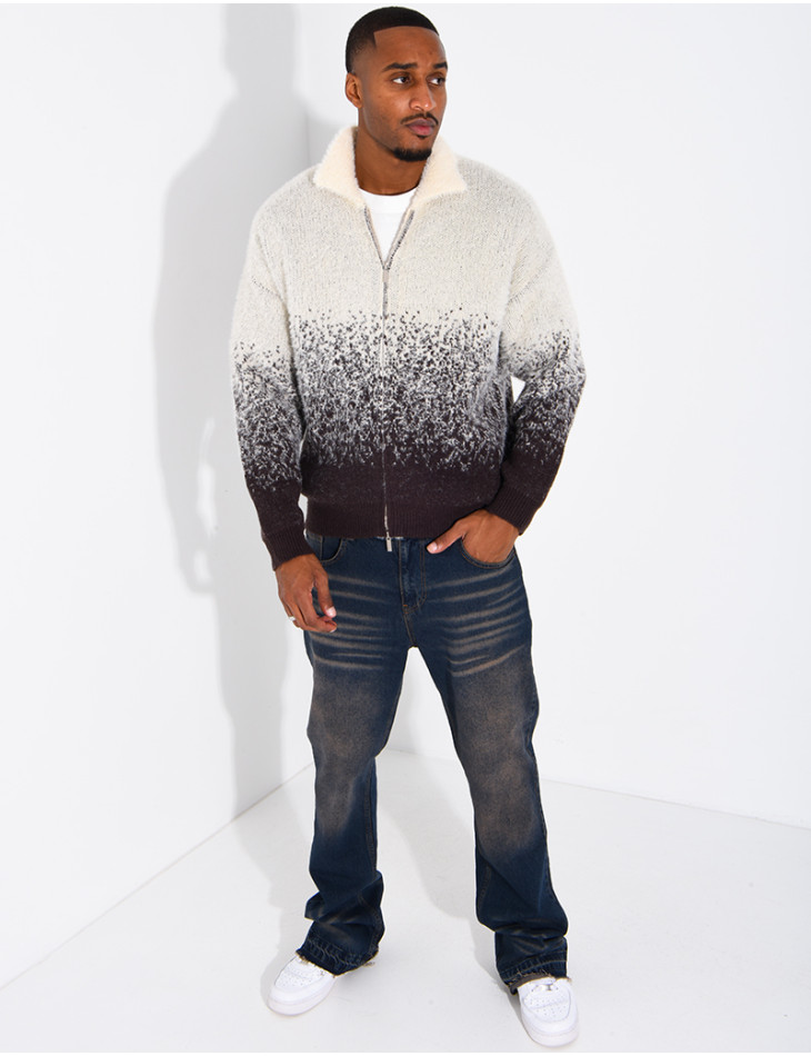 Gilet effet laine duveteux dégradé double zip