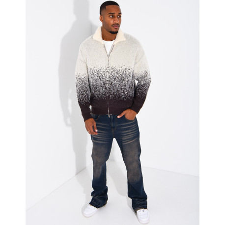 Gilet effet laine duveteux dégradé double zip