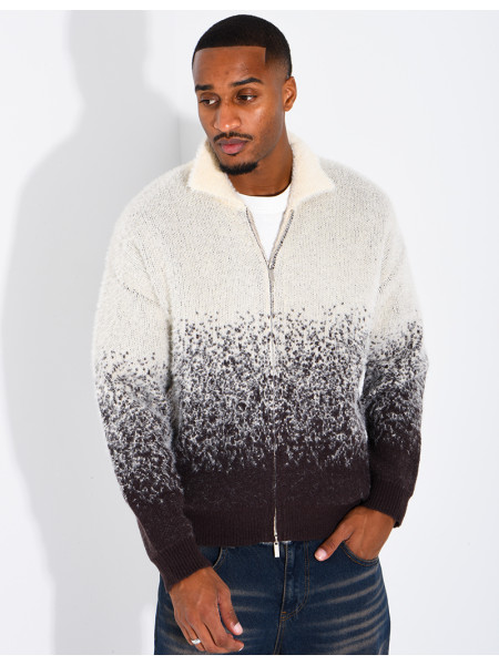 Gilet effet laine duveteux dégradé double zip
