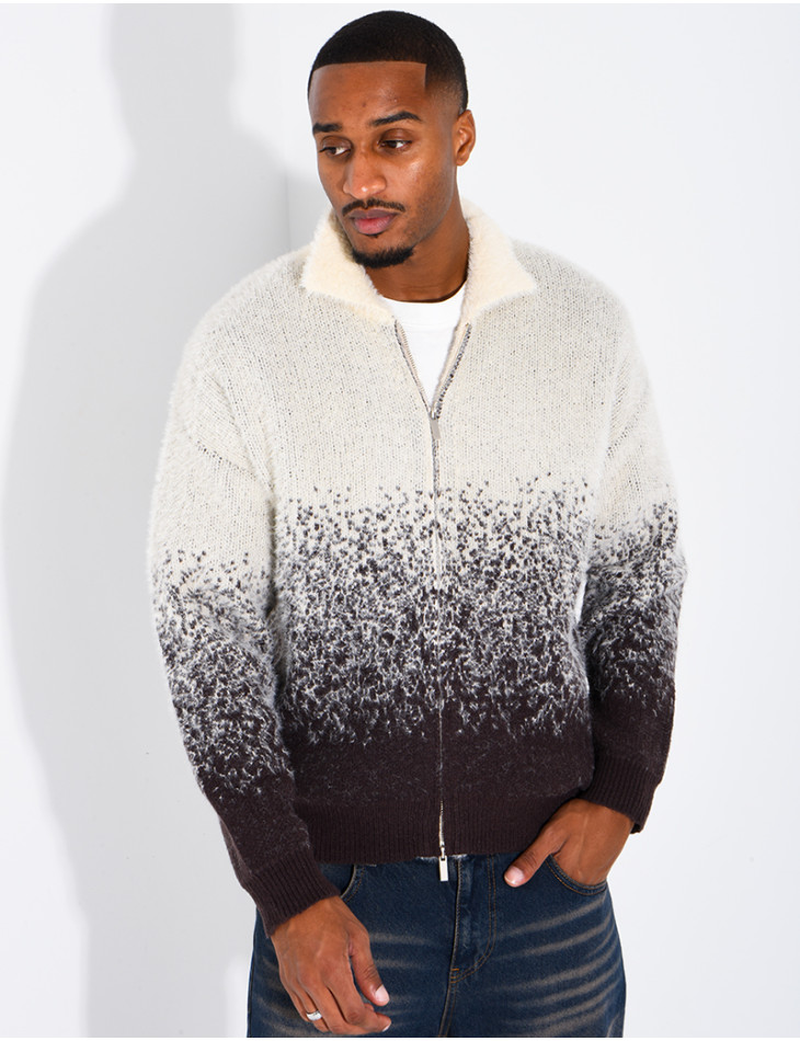 Gilet effet laine duveteux dégradé double zip