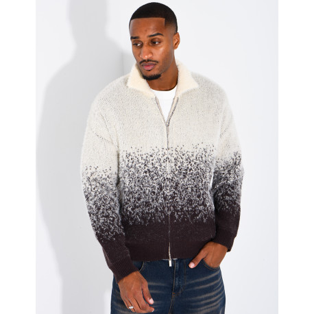 Gilet effet laine duveteux dégradé double zip
