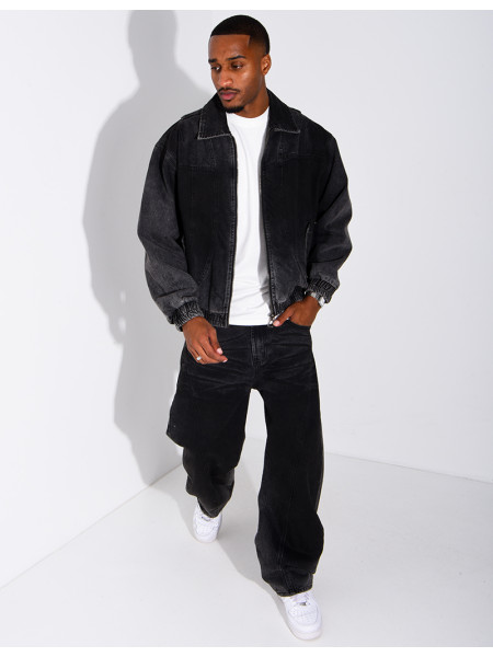 Faded denim set: oversized jacket and balloon-leg pants