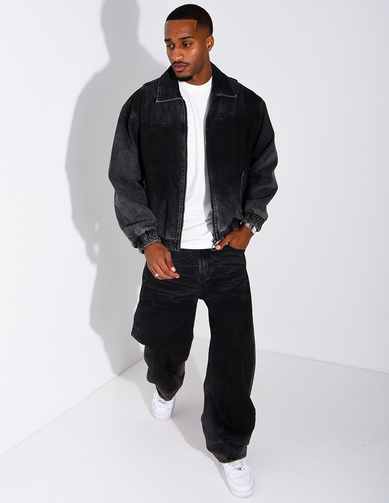 Faded denim set: oversized...