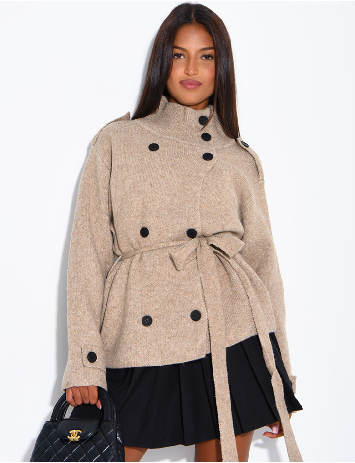 Super-soft wool cardigan with a belt