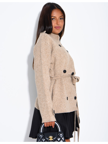 Super-soft wool cardigan with a belt
