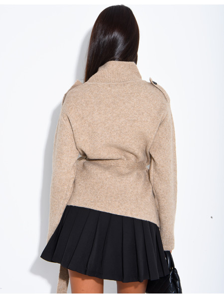 Super-soft wool cardigan with a belt