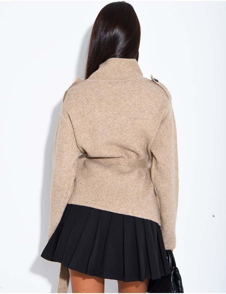 Super-soft wool cardigan with a belt