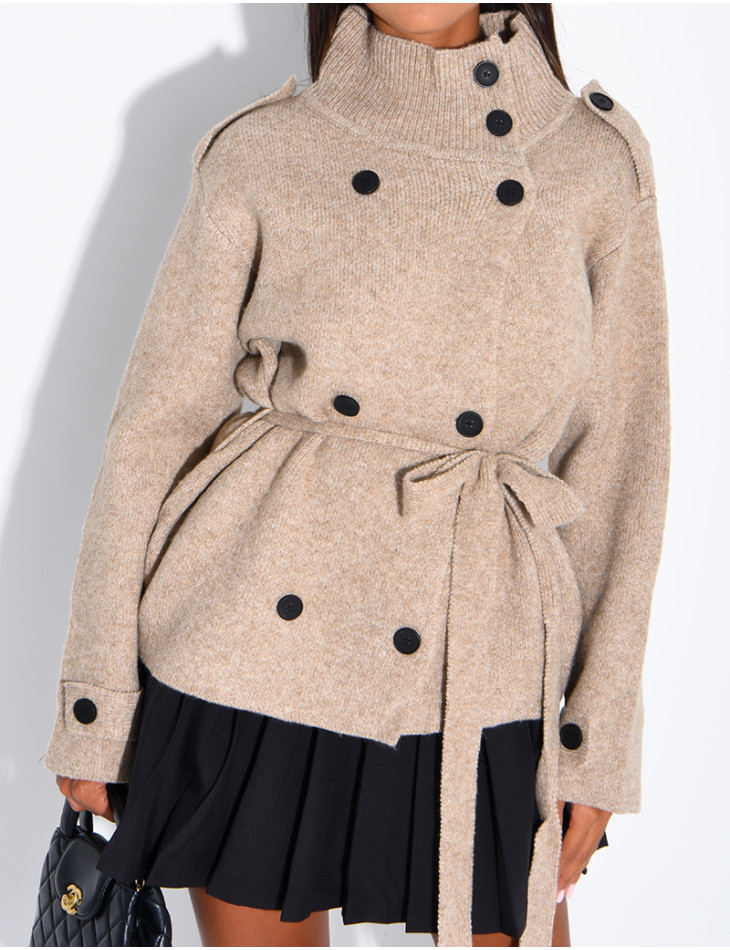Super-soft wool cardigan with a belt
