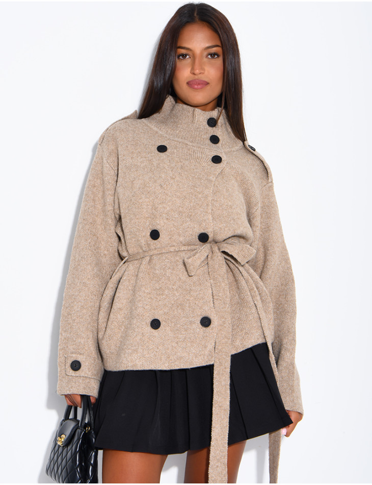 Super-soft wool cardigan with a belt