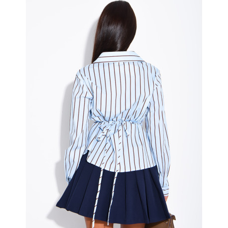 Chemise cintrée à rayures et boutonnière asymétrique