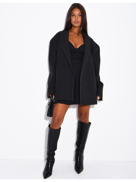 Oversized jacket with contrasting stitching