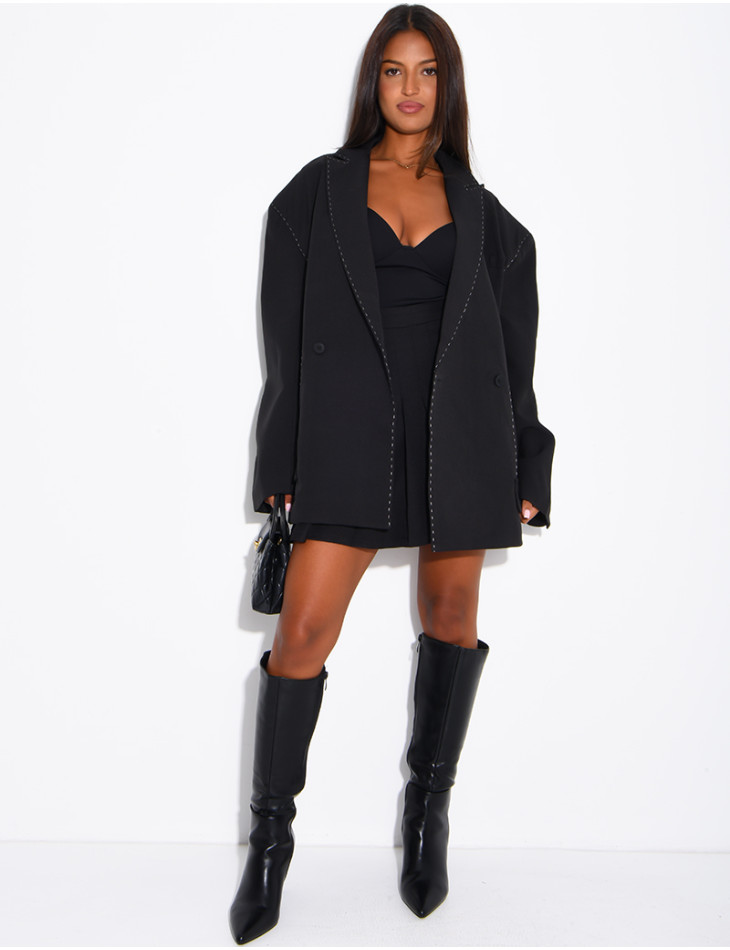Oversized jacket with contrasting stitching