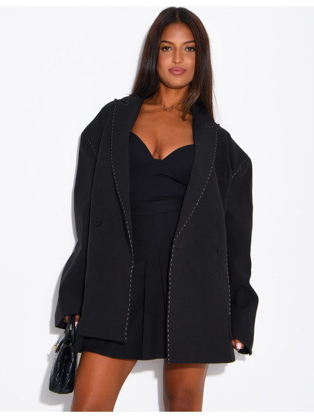 Oversized jacket with contrasting stitching