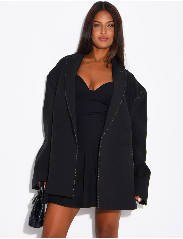 Oversized jacket with contrasting stitching
