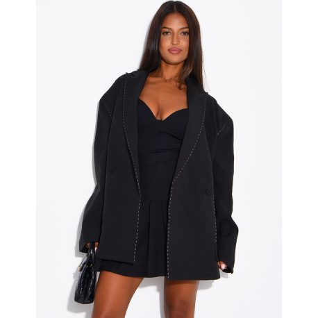 Oversized jacket with contrasting stitching