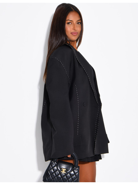 Oversized jacket with contrasting stitching