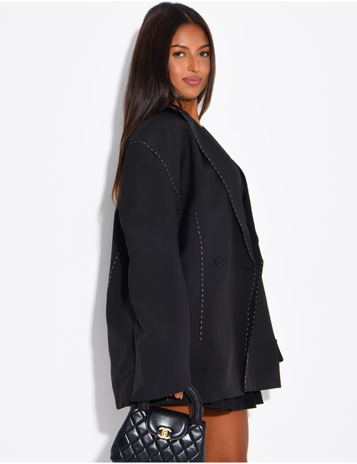 Oversized jacket with contrasting stitching