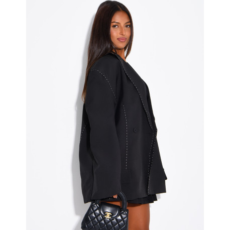 Oversized jacket with contrasting stitching