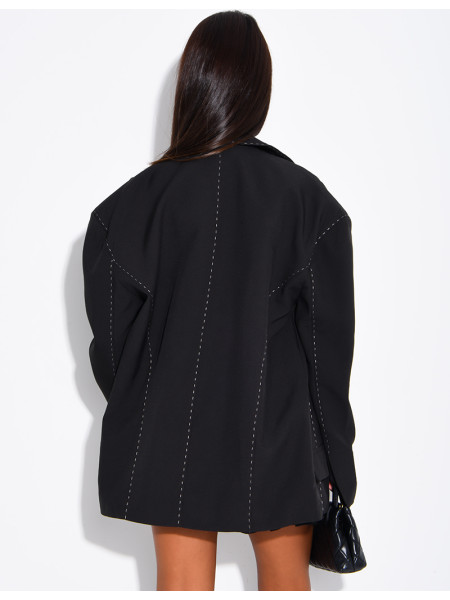 Oversized jacket with contrasting stitching