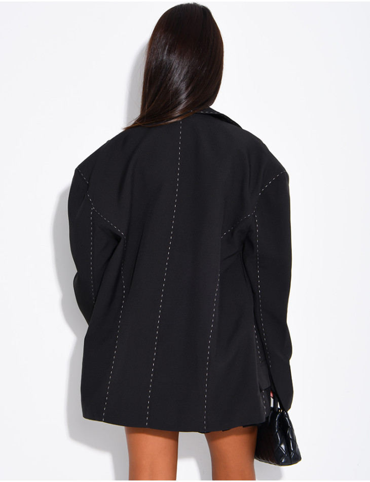 Oversized jacket with contrasting stitching