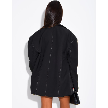 Oversized jacket with contrasting stitching